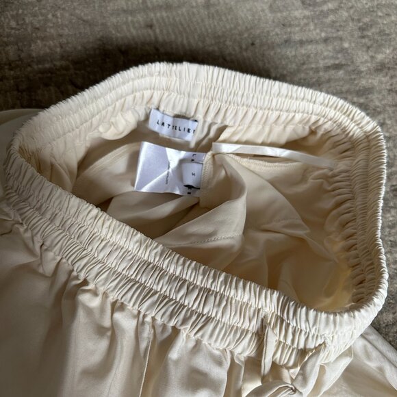 Linen Drawstring Straight Leg Pants (Natural White) - Lattelier - Picture 6 of 11